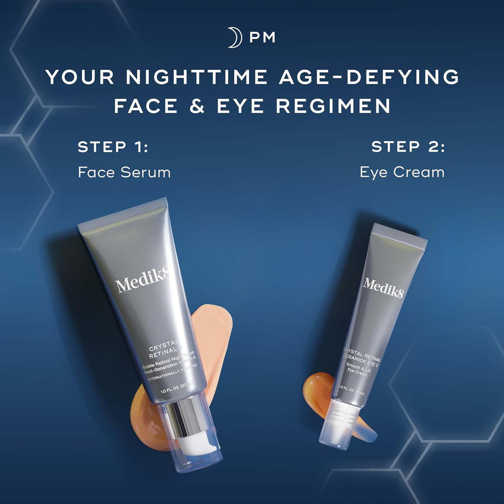 Medik8 Retinal Rewind Kit - Retinal Face Serum and Under Eye Cream for Puffiness and Wrinkles - Smoothing Serum for Face Hydrates Skin - 2 pc