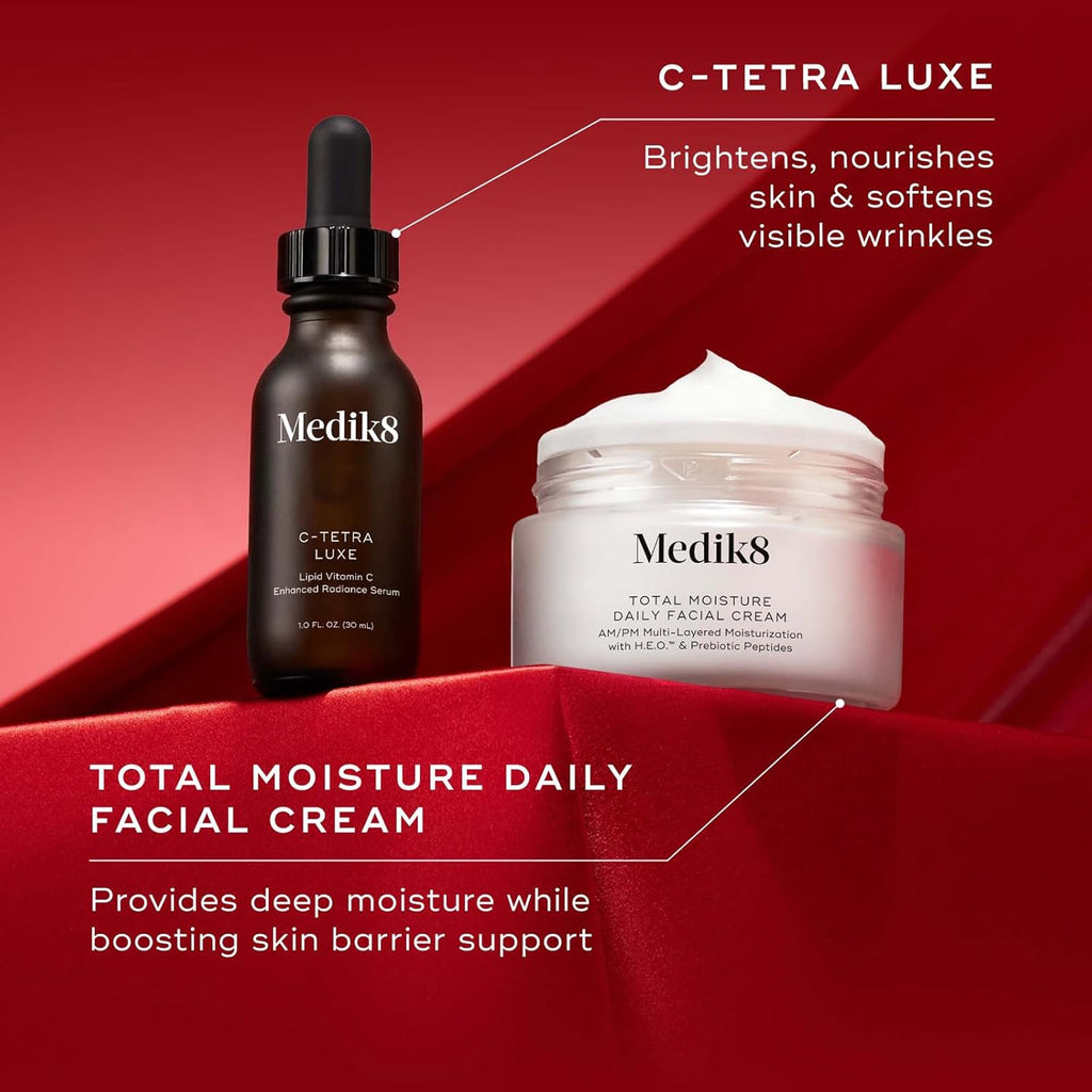 Medik8 Radiance Wrapped Kit - Vitamin C Serum for Face - Facial Cream for Women and Men - Hydrating Peptide Face Moisturizer - 2 pc