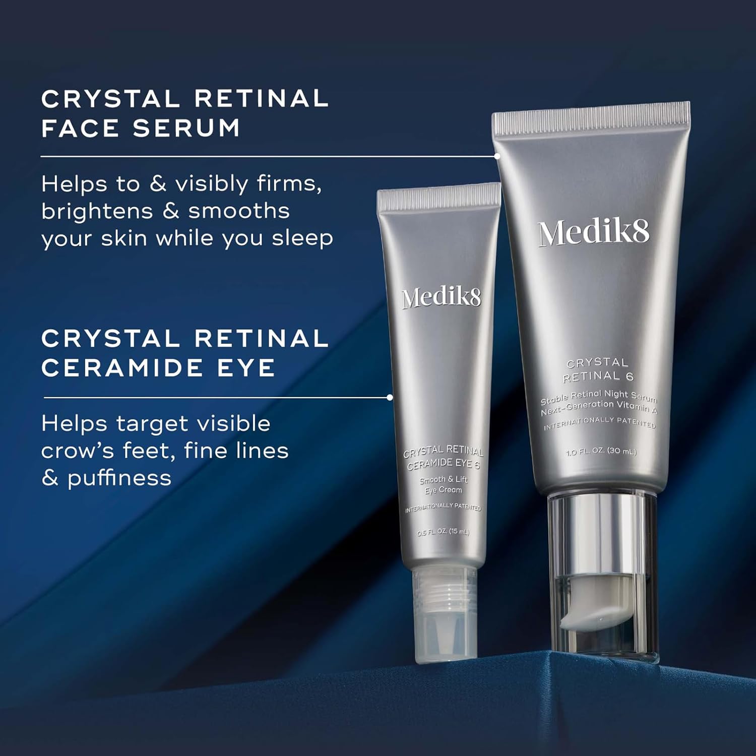 Medik8 Retinal Rewind Kit - Retinal Face Serum and Under Eye Cream for Puffiness and Wrinkles - Smoothing Serum for Face Hydrates Skin - 2 pc