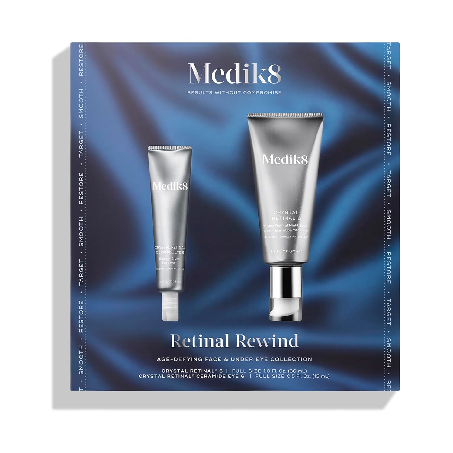Medik8 Retinal Rewind Kit - Retinal Face Serum and Under Eye Cream for Puffiness and Wrinkles - Smoothing Serum for Face Hydrates Skin - 2 pc